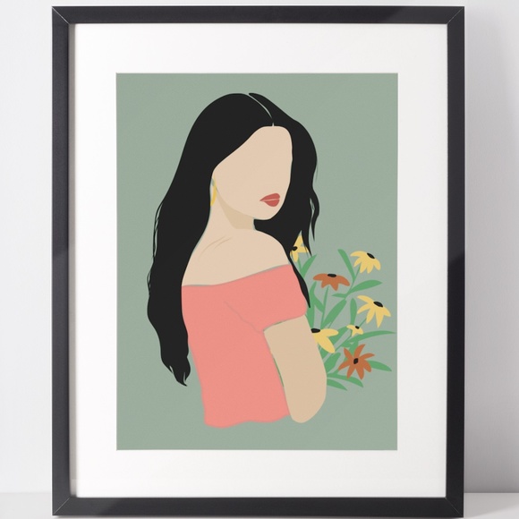 Wall Art Boho Woman Print Illustration Unframed